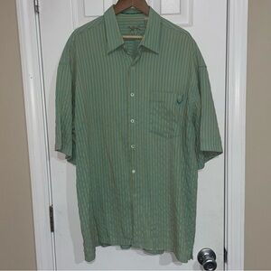 Bamboo Cay‎ Mens Large Blue And Green Button Up Shirt Striped